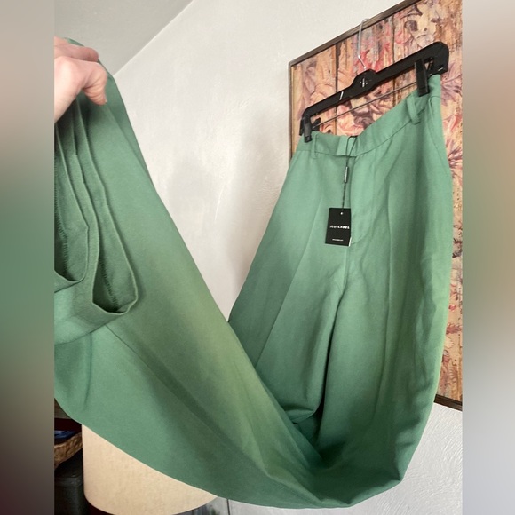 JLUXLABEL HIGH WAISTED TROUSER WIDE LEG PANT TROUSER GREEN NWT - Picture 5 of 16